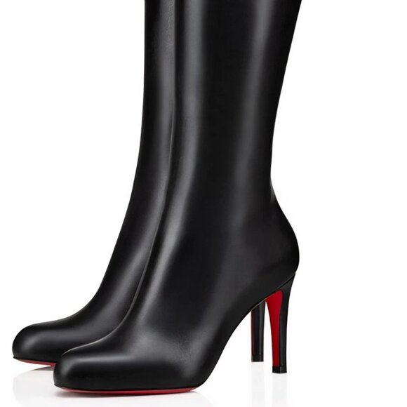 CHRISTIAN LOUBOUTIN Pumppie Botta 85mm Black Calf Leather Boots - Size 36 - Picture 1 of 8